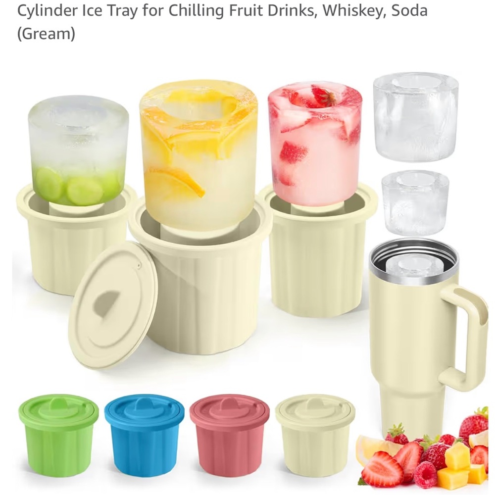 Source Unknown Cream and Green Kitchen Tools Ice Cylinder Tray